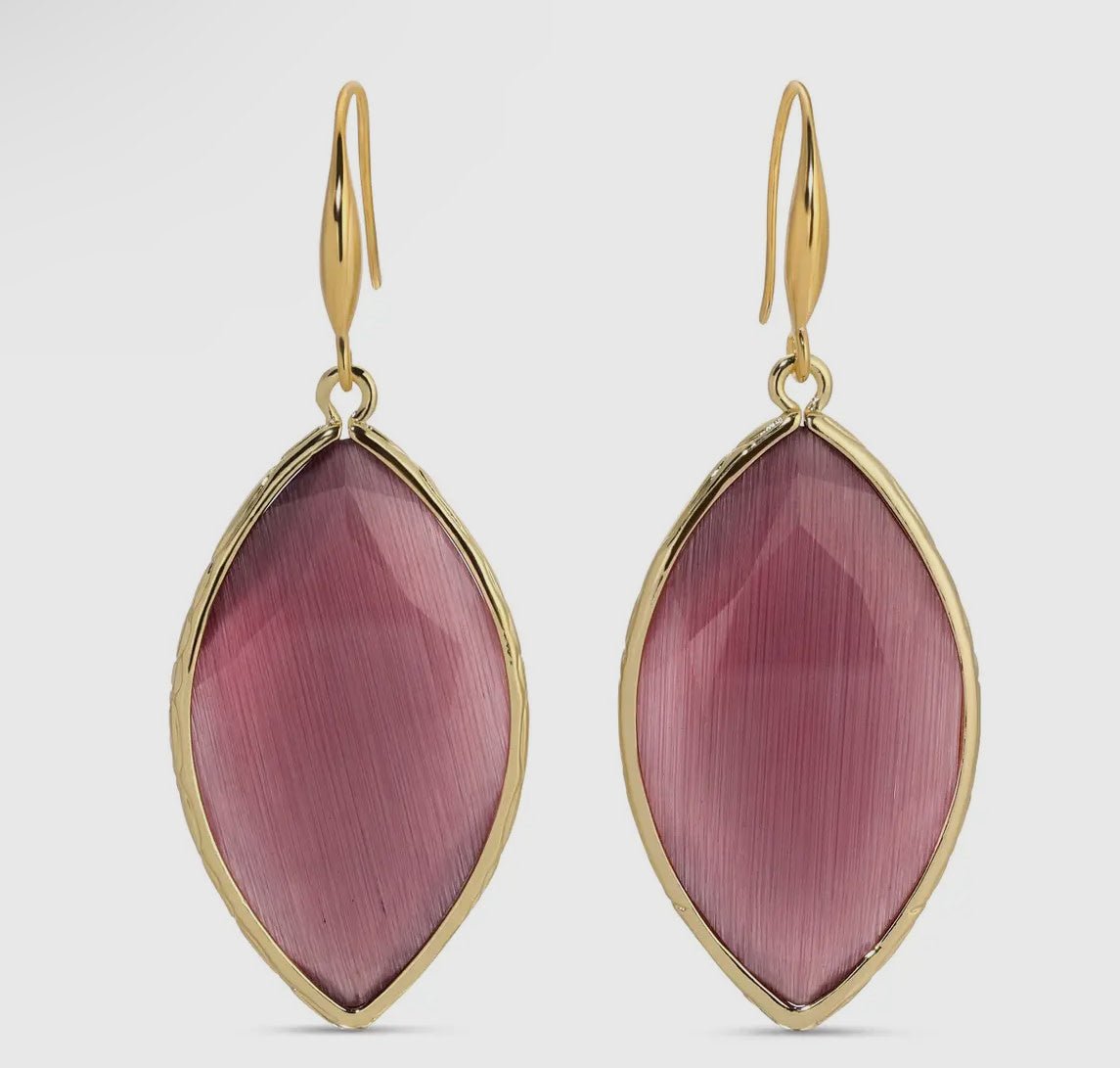 Almond Shape Stone Earrings - Flea Boutiques