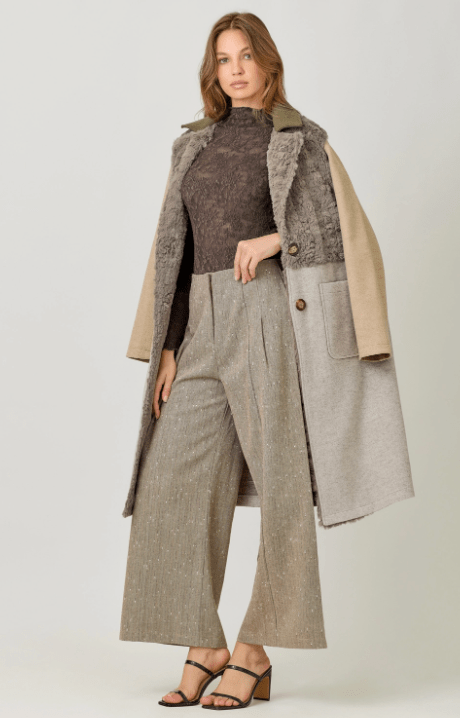 Color Blocked Long Coat - Flea Boutiques