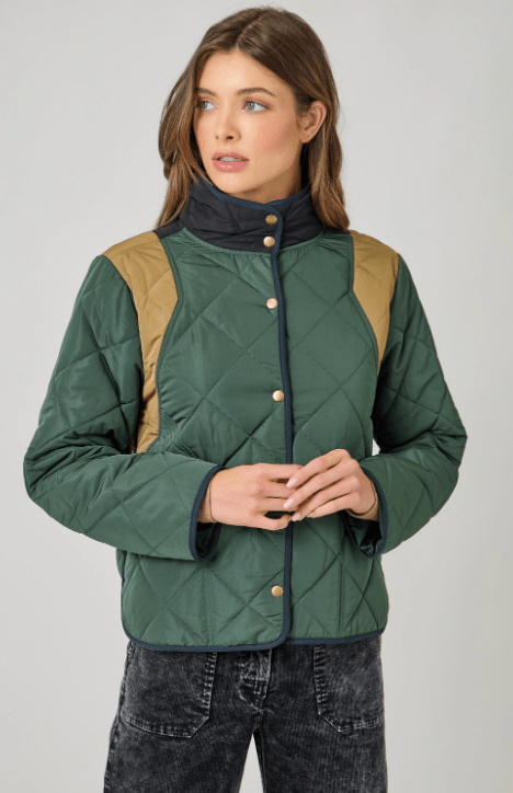 Color Blocked Padded Jacket - Flea Boutiques