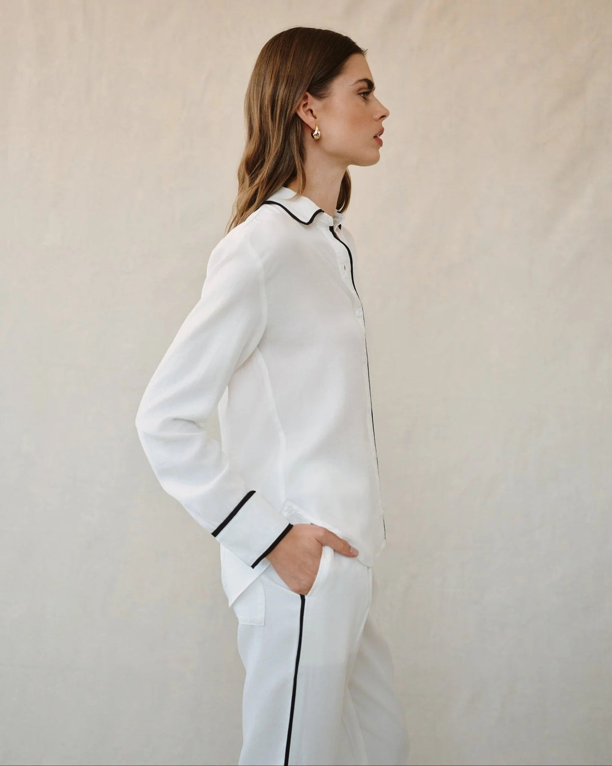 Contrast Trim Shirt - Flea Boutiques