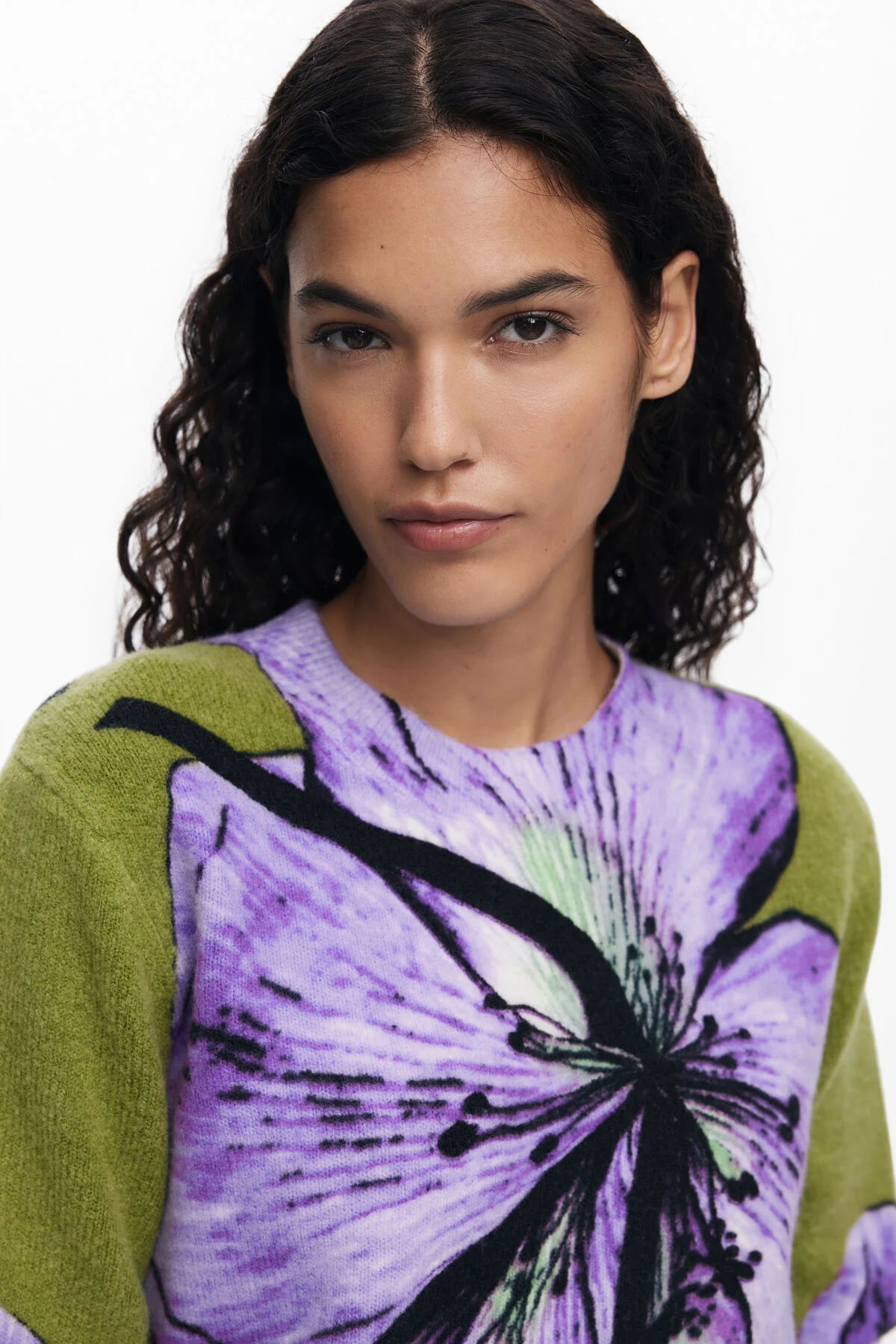 Desigual Sweater with Purple Flower - Flea Boutiques
