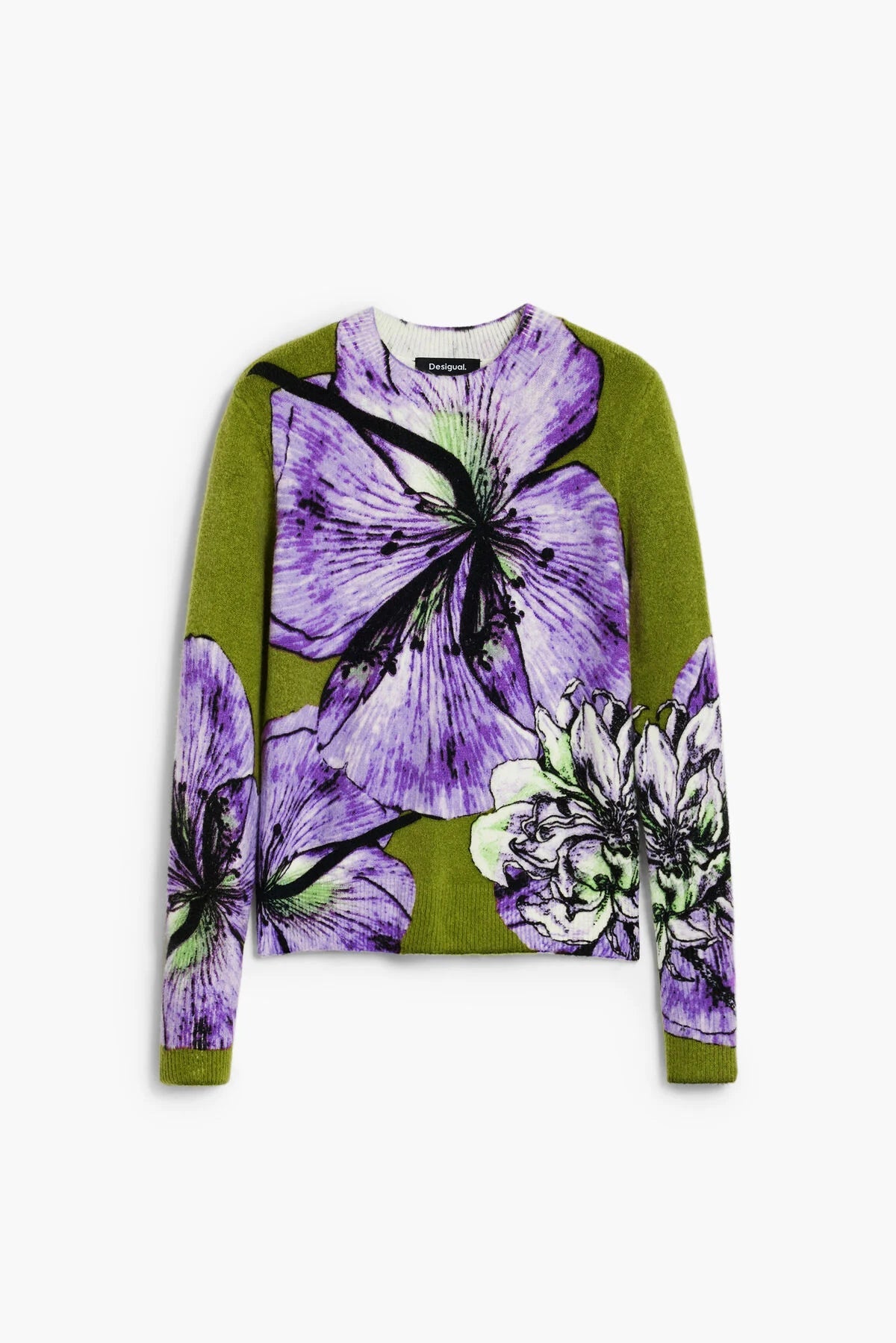 Desigual Sweater with Purple Flower - Flea Boutiques