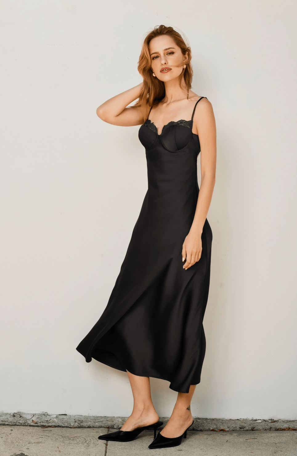 Dull Satin Lace Trim Slip - Flea Boutiques