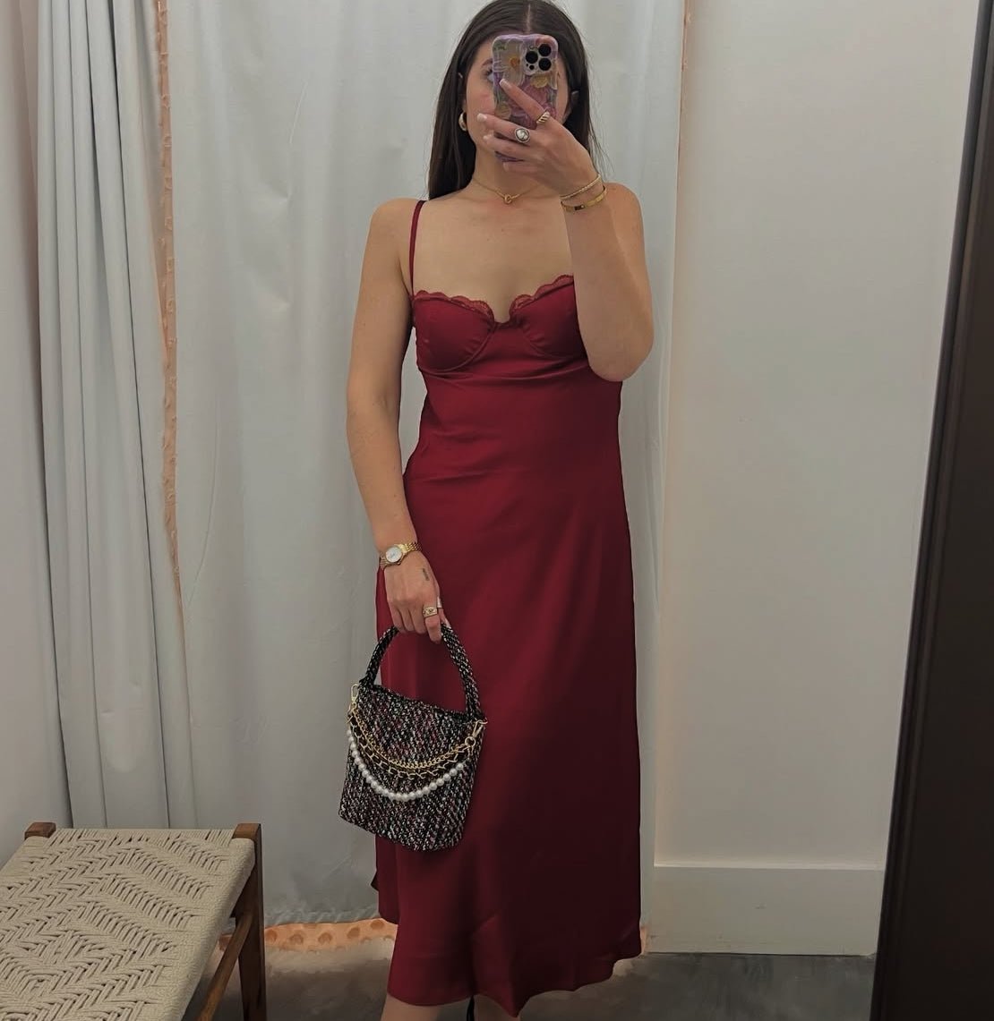 Dull Satin Lace Trim Slip - Flea Boutiques