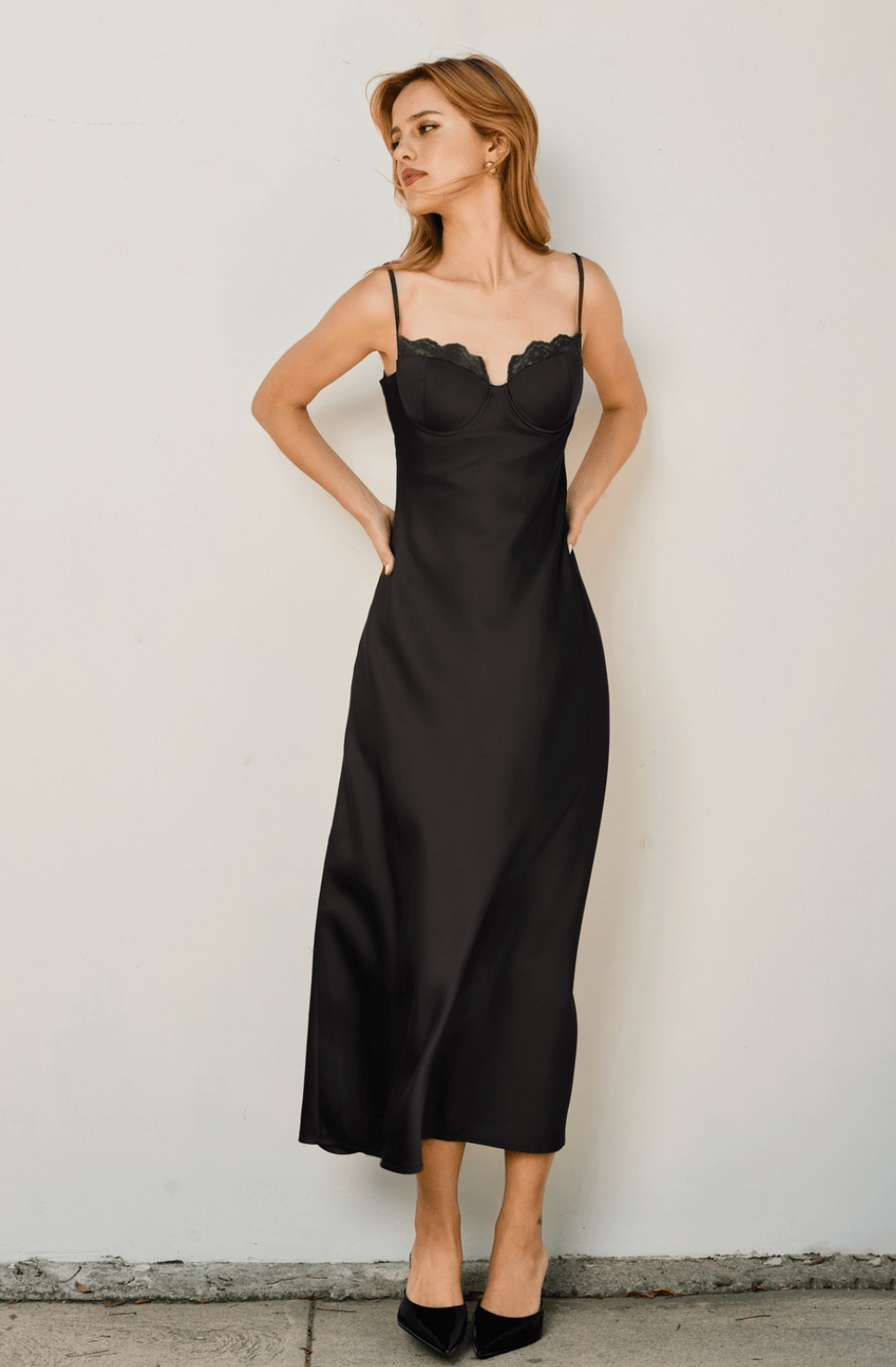 Dull Satin Lace Trim Slip - Flea Boutiques