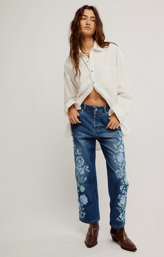 Free People Willow Floral Embroidered - Flea Boutiques