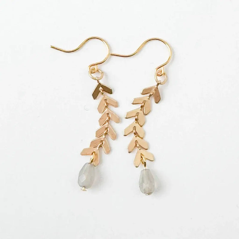 Gold Chevron Earrings w/ Pastel Beads - Flea Boutiques