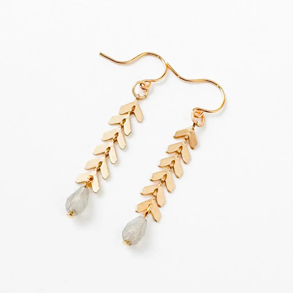 Gold Chevron Earrings w/ Pastel Beads - Flea Boutiques