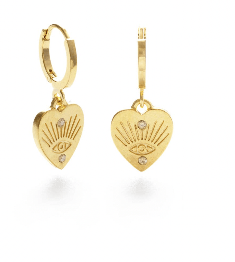 Heart W/ Eye Huggie Hoops - Flea Boutiques