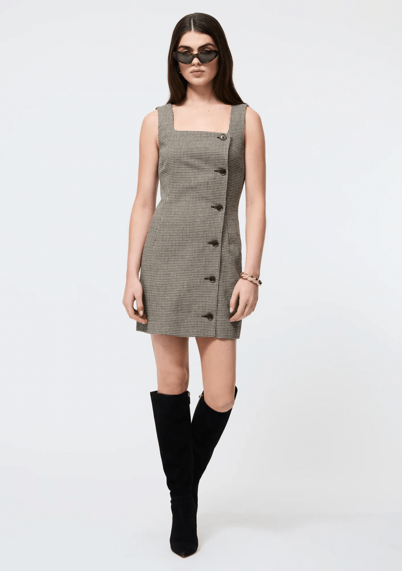 Houndstooth Wool Mini Dress - Flea Boutiques