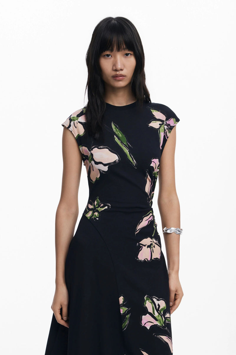 Irregular Floral Dress - Flea Boutiques