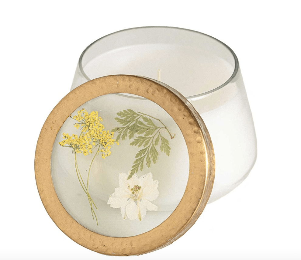 Medium Pressed Floral Candle - Flea Boutiques