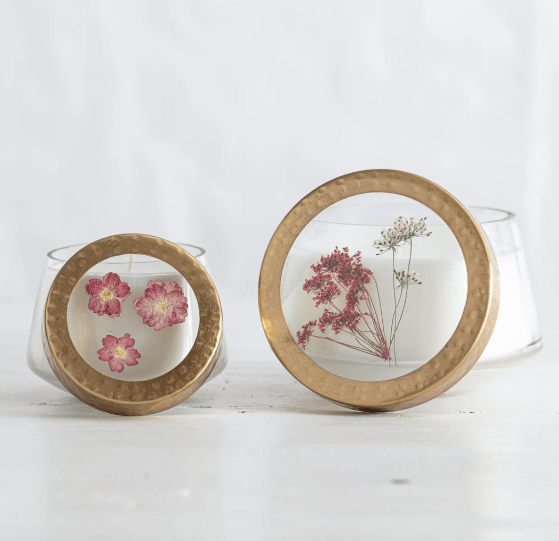 Medium Pressed Floral Candle - Flea Boutiques
