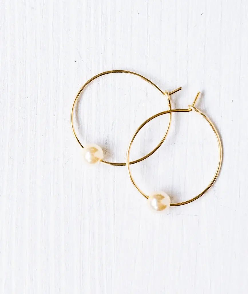 Mini Pearl Gold Filled Hoops - Flea Boutiques