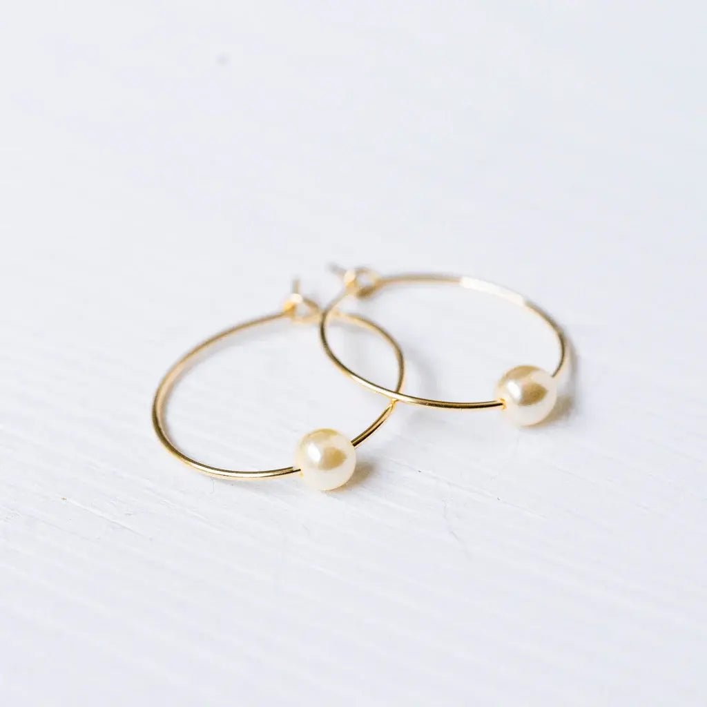Mini Pearl Gold Filled Hoops - Flea Boutiques