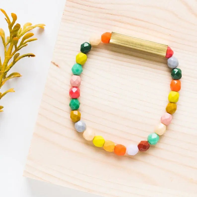 Mixed Beads and Brass Bracelet - Flea Boutiques