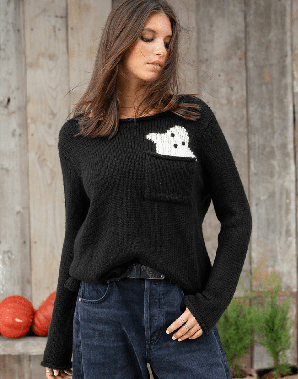 Pocket Ghost Crew Knit - Flea Boutiques