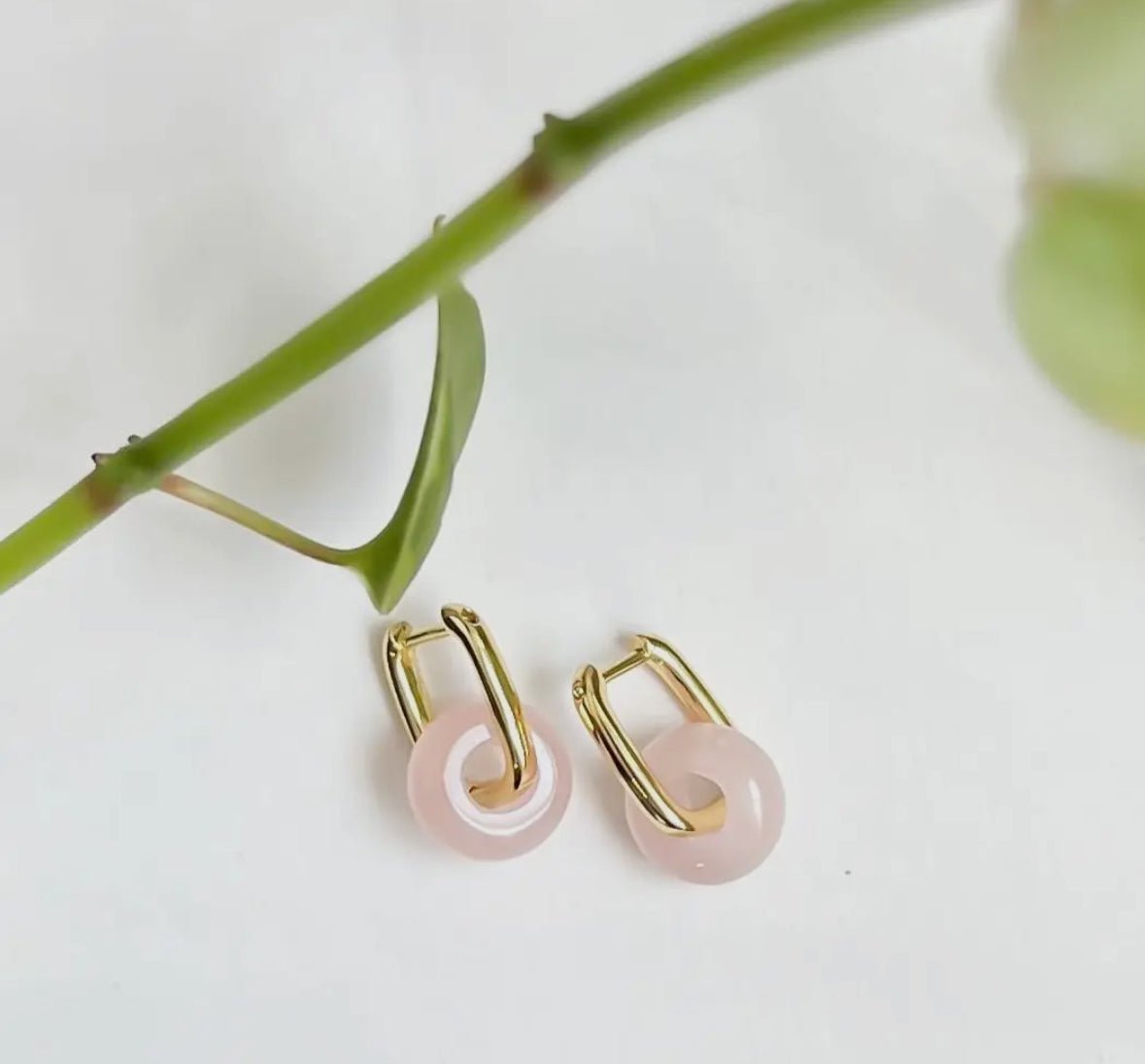Rose Quartz Hoops - Flea Boutiques