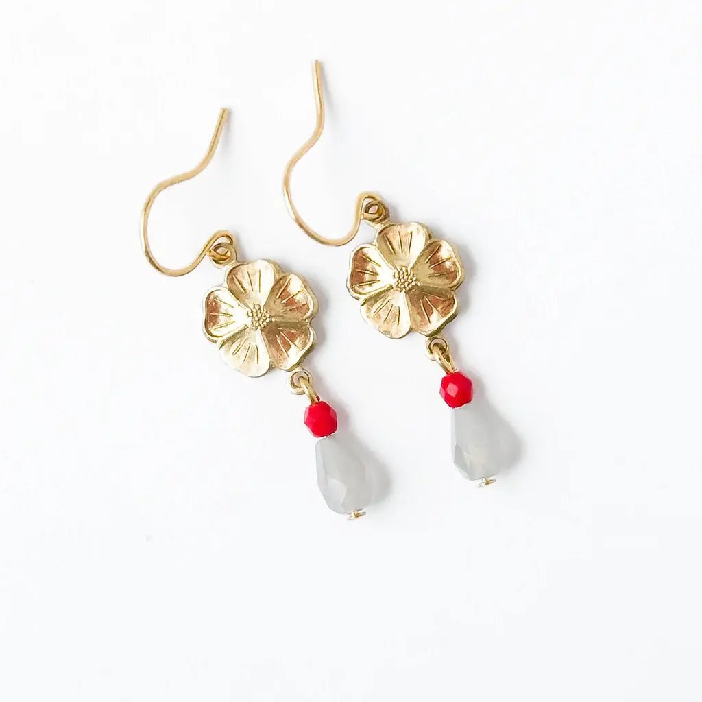 Small Flower Earring w/ Beads - Flea Boutiques