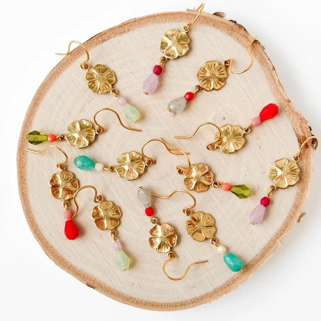 Small Flower Earring w/ Beads - Flea Boutiques
