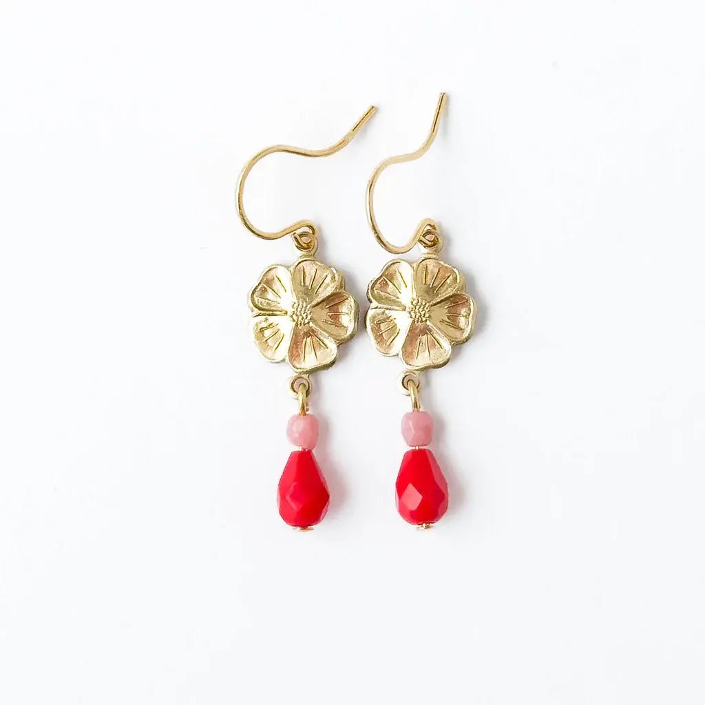 Small Flower Earring w/ Beads - Flea Boutiques