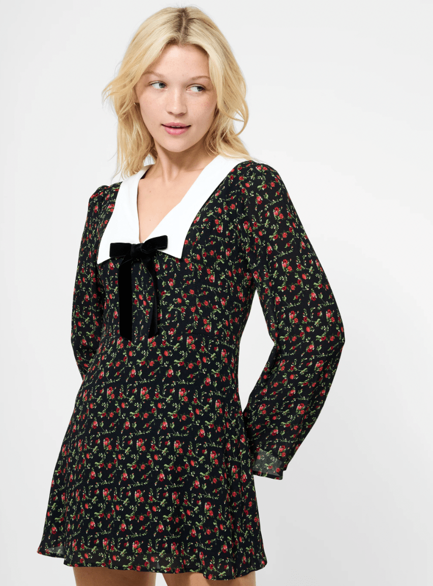 Yasmin Crepe Collar Mini Dress - Flea Boutiques