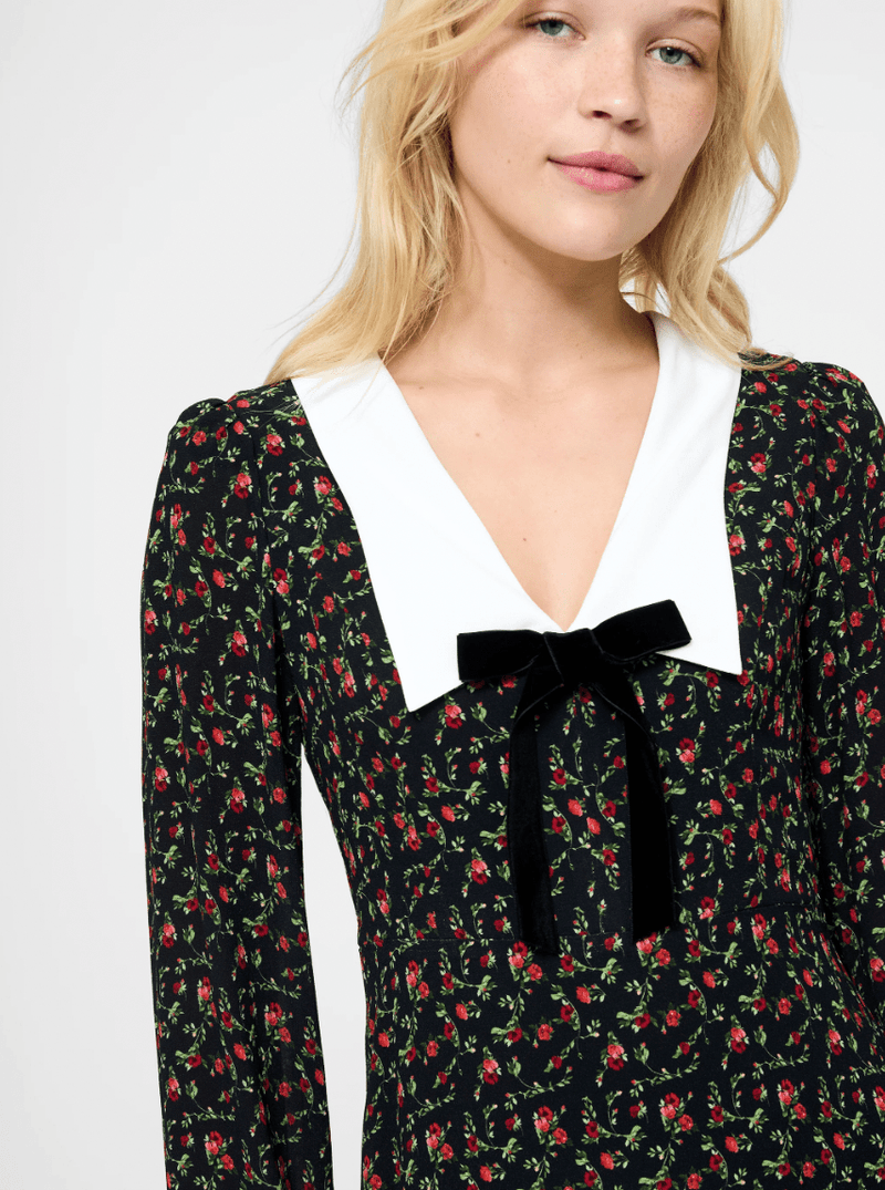 Yasmin Crepe Collar Mini Dress - Flea Boutiques
