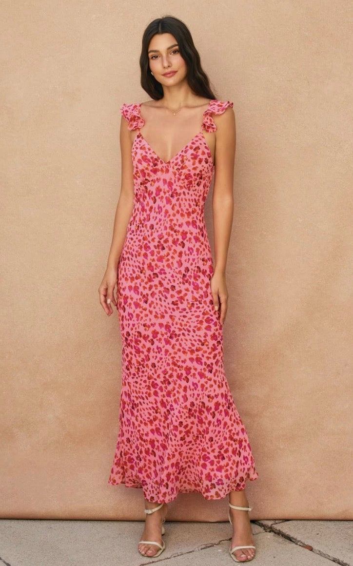Animal Flutter Shoulder Dress