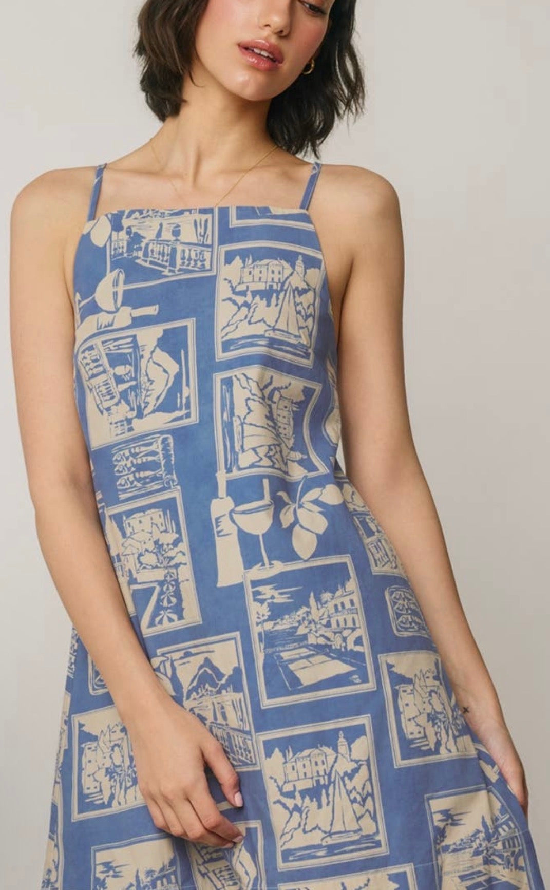 Conversational Minimal Halter Dress