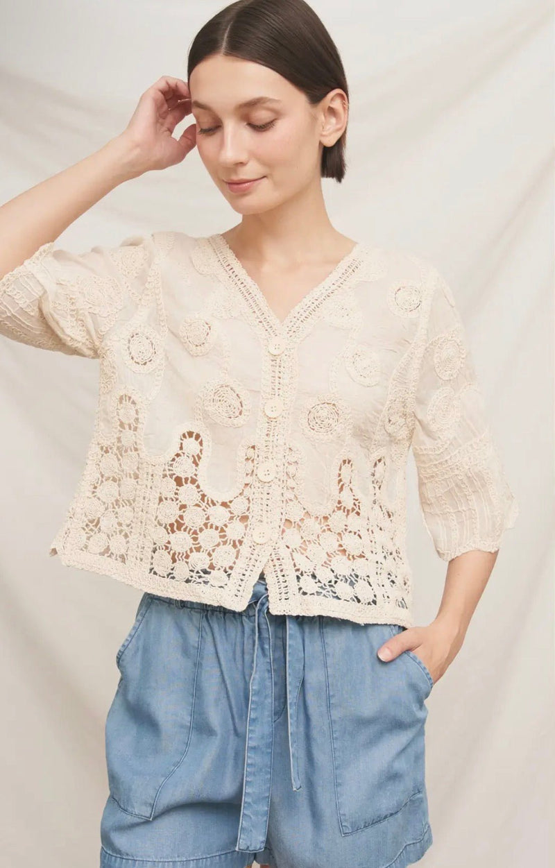 1/2 Sleeve Crochet Cardi - Flea Boutiques