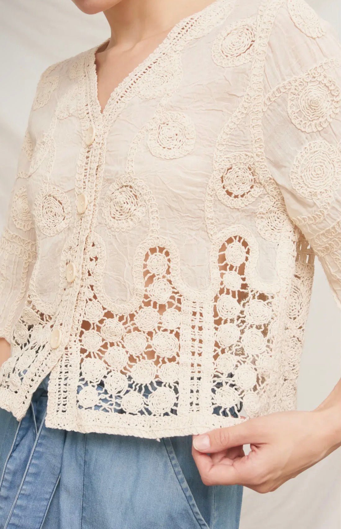 1/2 Sleeve Crochet Cardi - Flea Boutiques