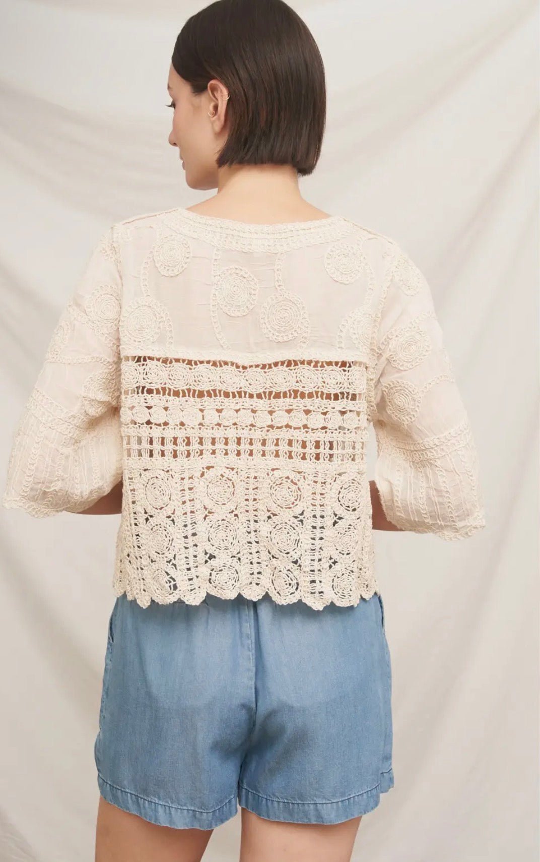 1/2 Sleeve Crochet Cardi - Flea Boutiques