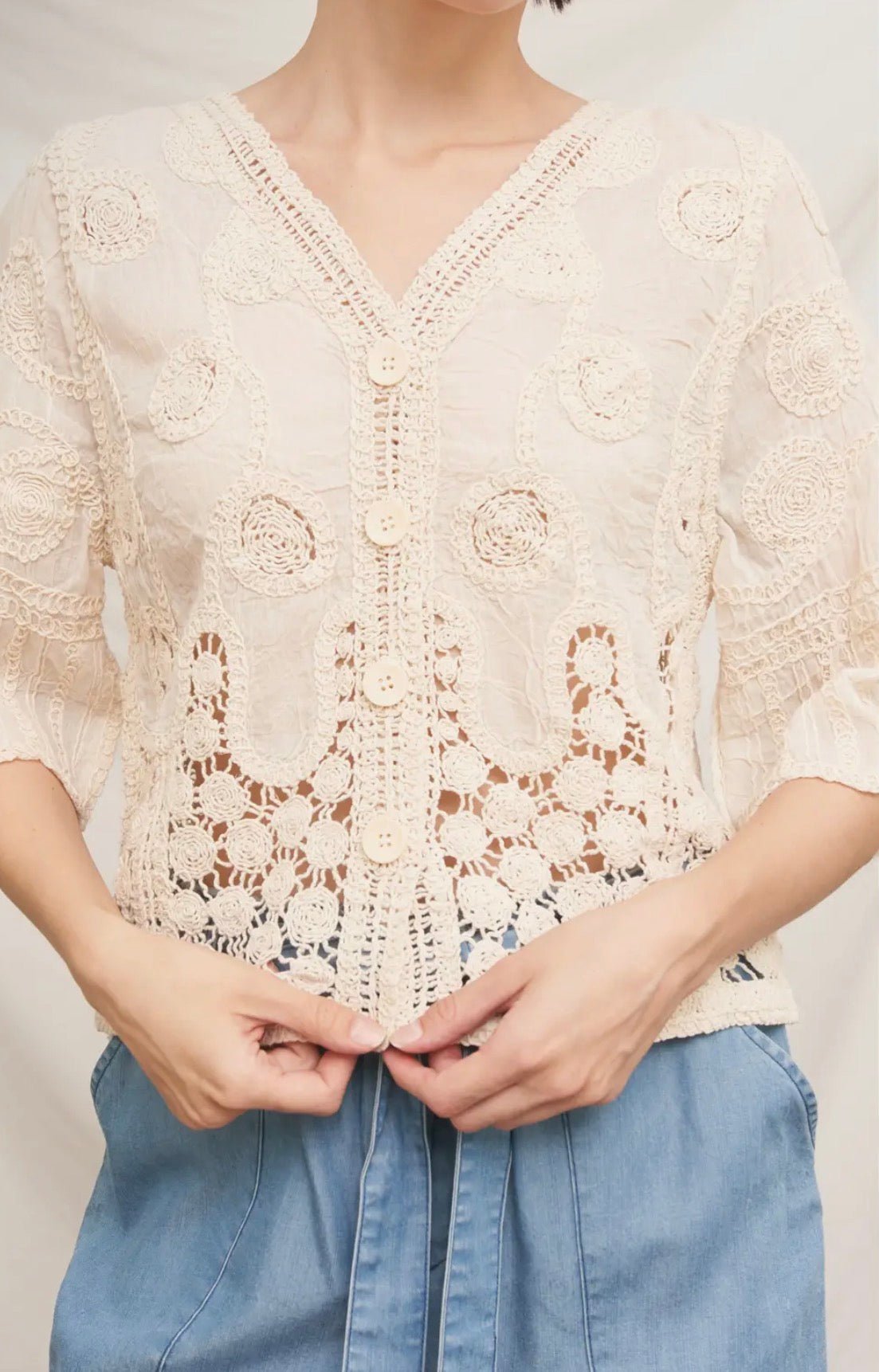 1/2 Sleeve Crochet Cardi - Flea Boutiques