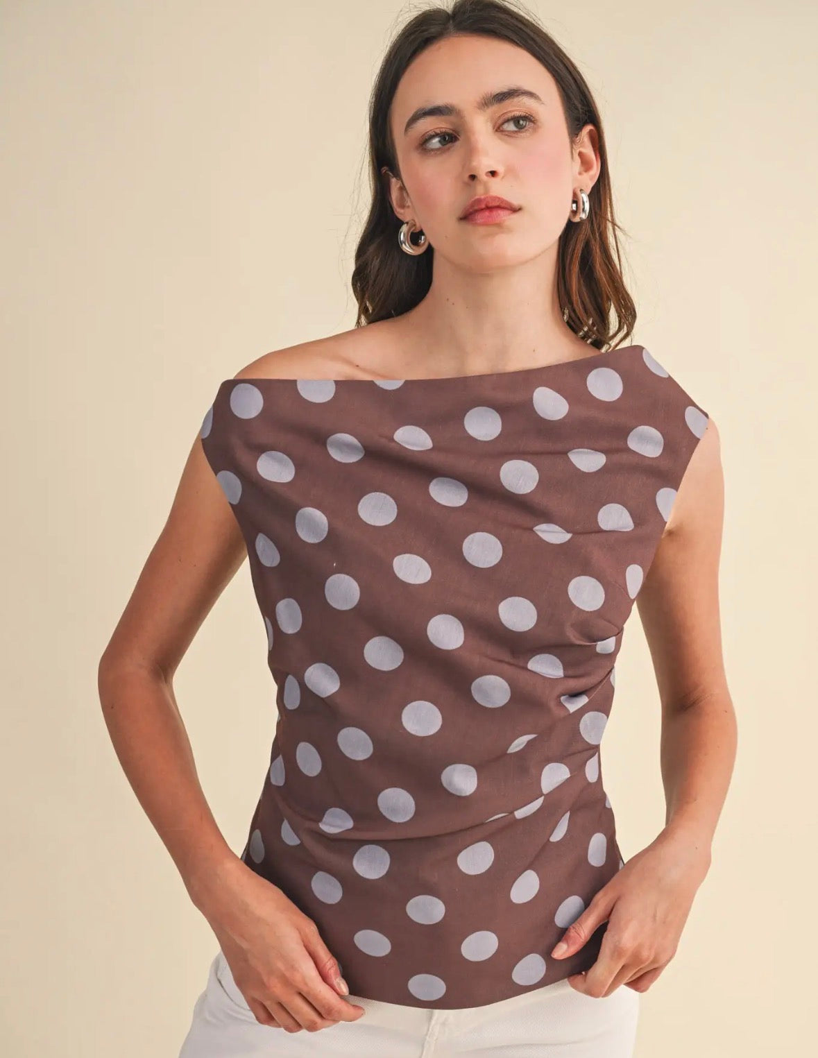 Polka Dot Off Shoulder Top