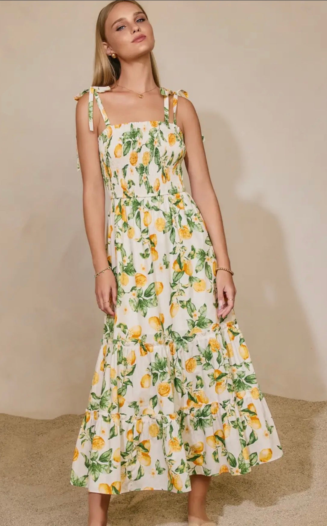 Lemon Tie Shoulder Dress