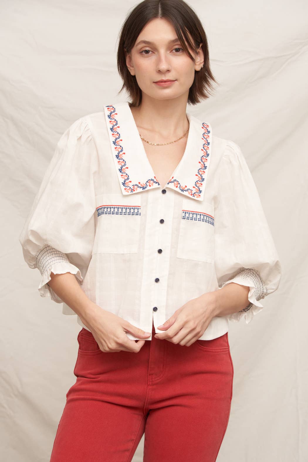 3/4 Puff Sleeve Top - Flea Boutiques