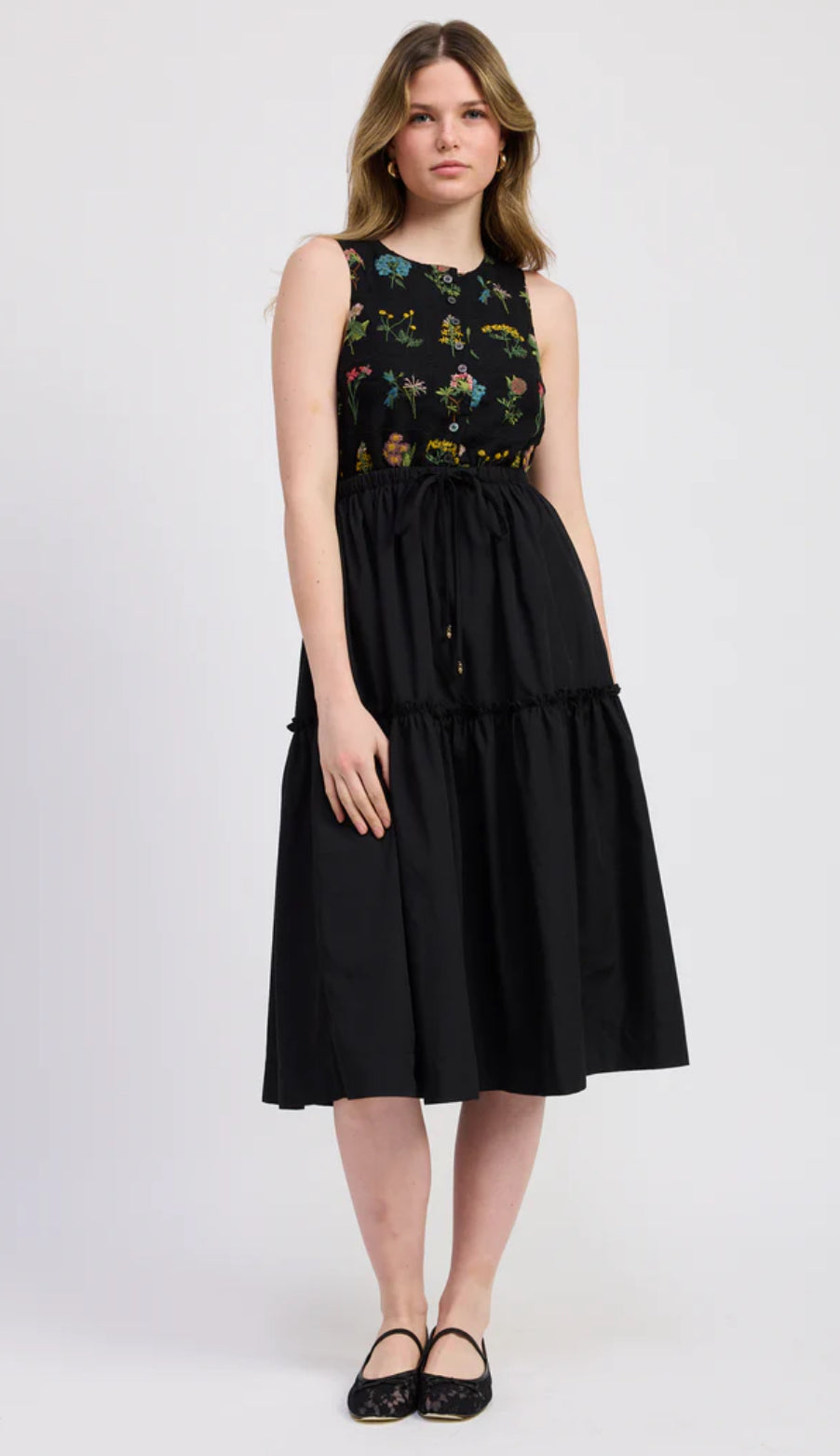 Lia Mixed Midi Dress