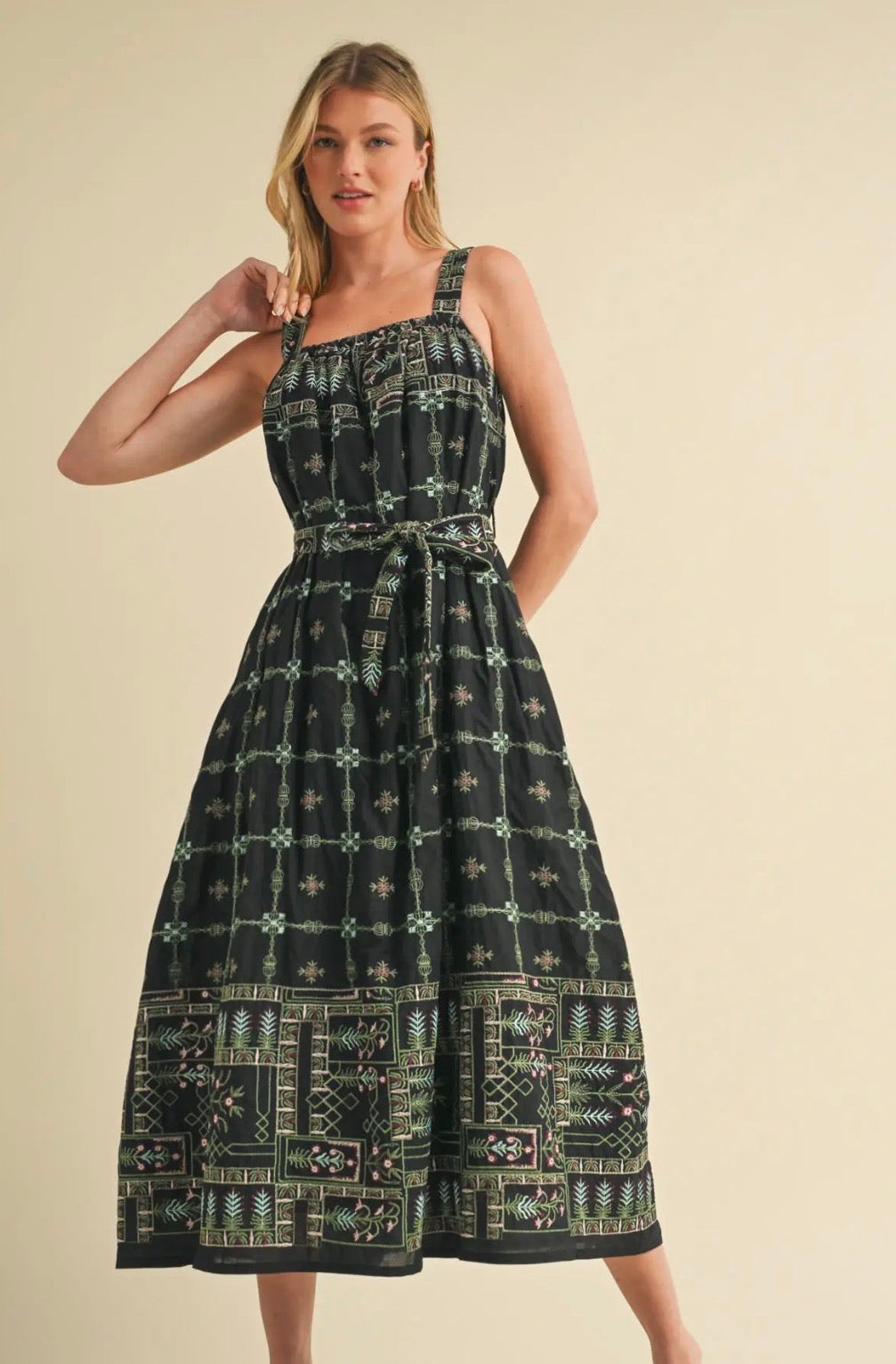Embroidered Midi Dress