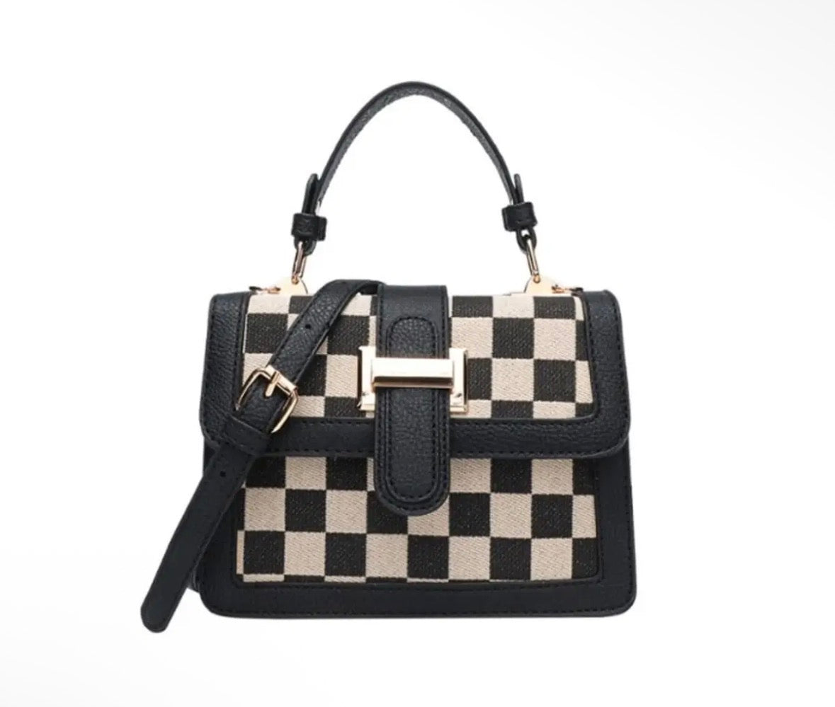 Nora Checkered Top Handle Bag