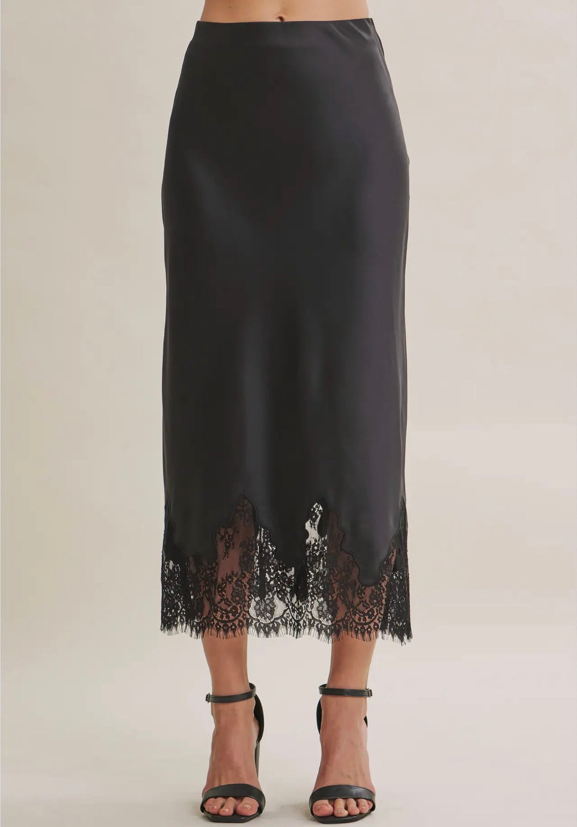 Elegant French Lace Satin Skirt