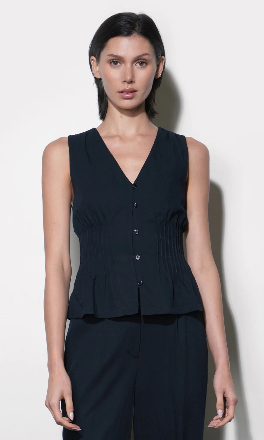 Lacey Pintuck Sleeveless Top