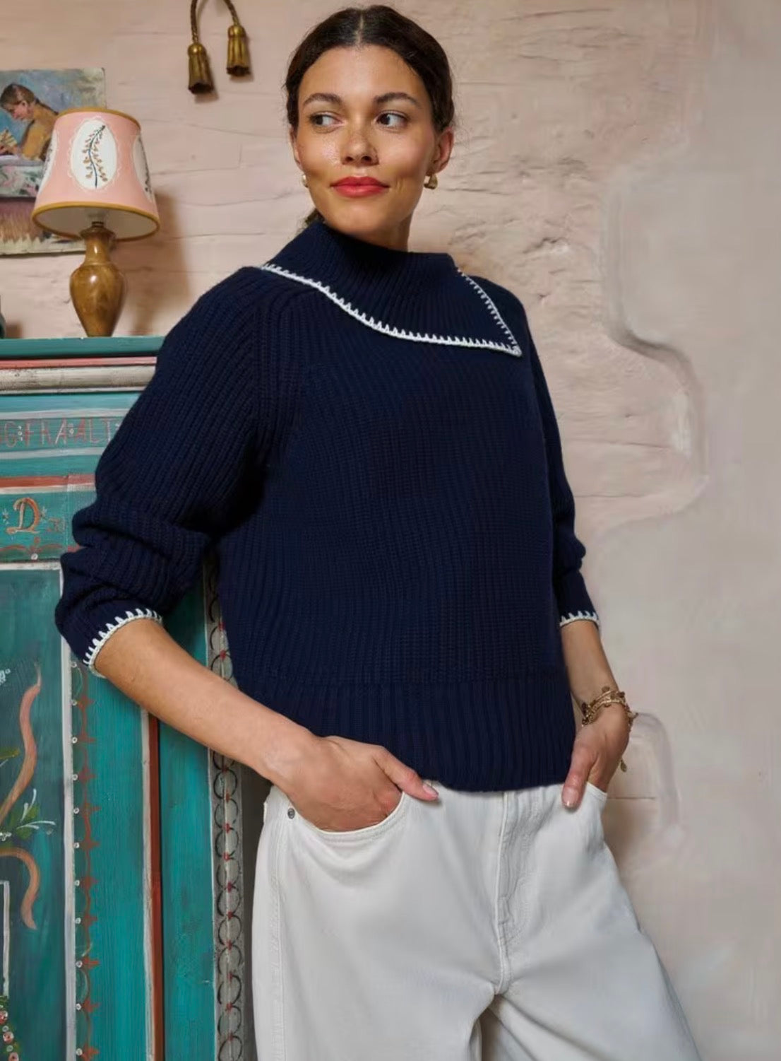 Whip Stitch Collar Sweater