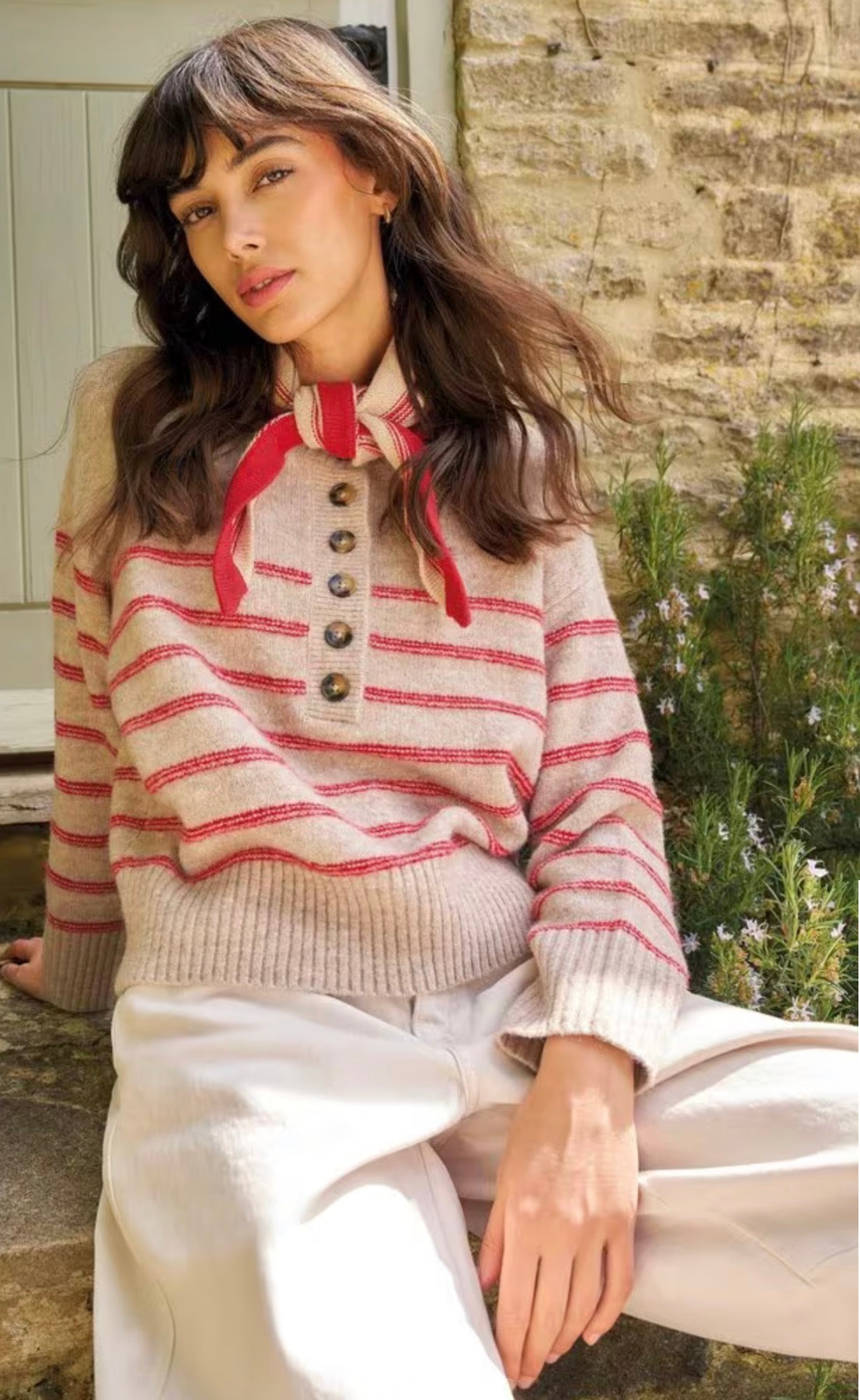 Stripe Henley Sweater