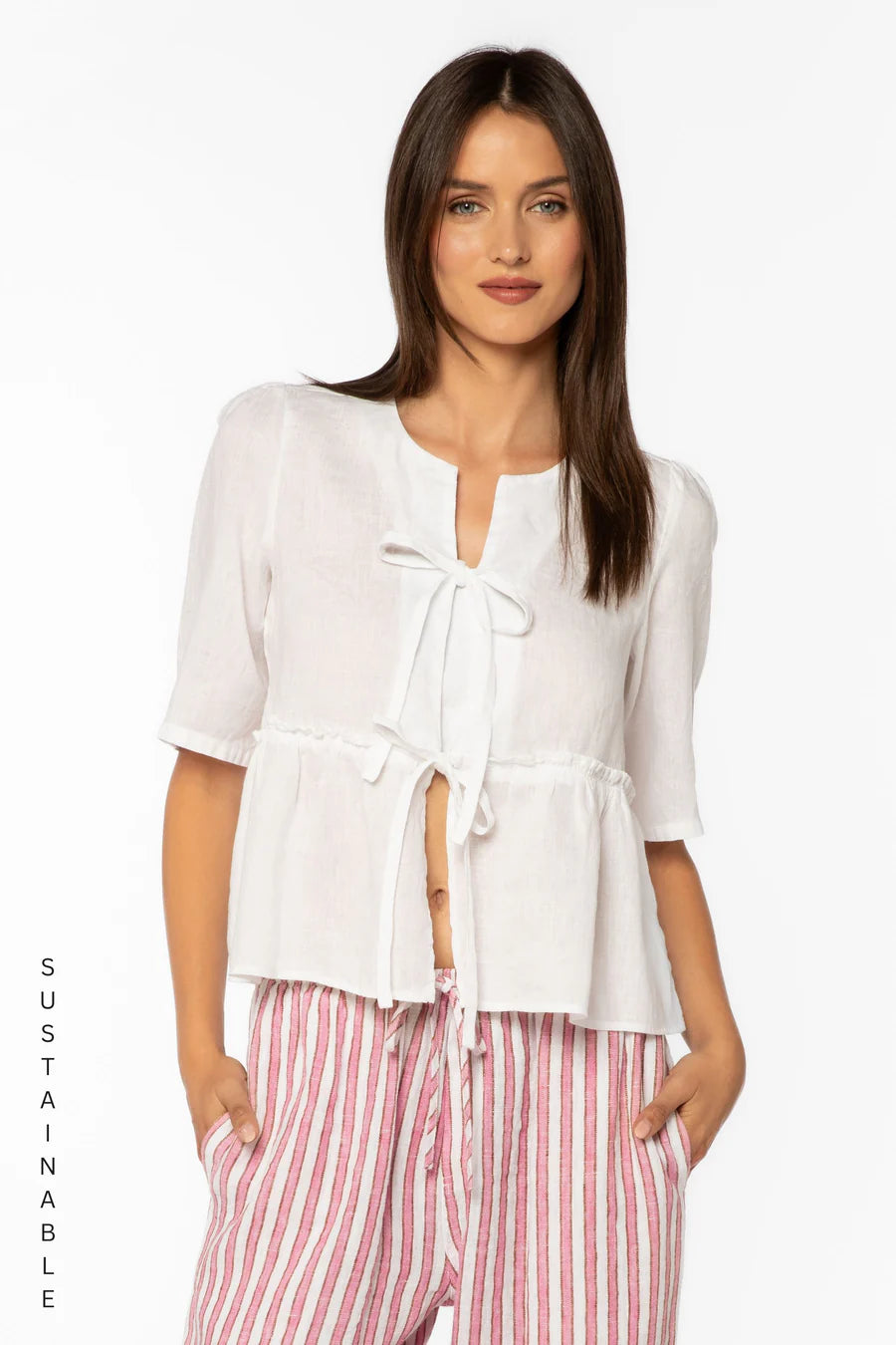Bevie Short Sleeve Front Tie