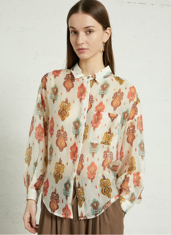 The Korner Silk Long Sleeve Top