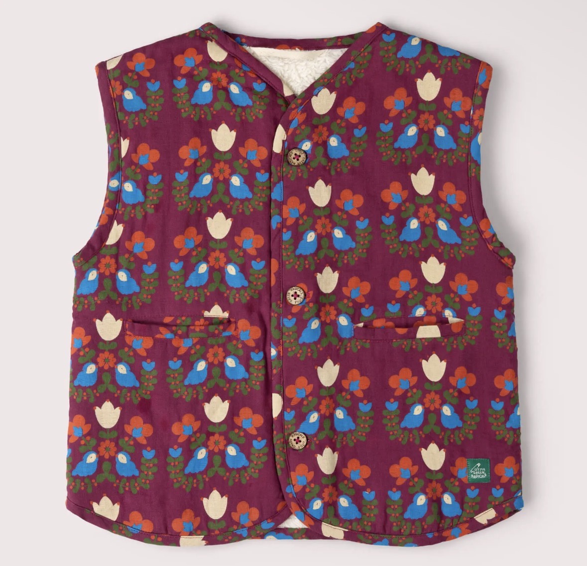 Folk Birds Sherpa Lined Reversible