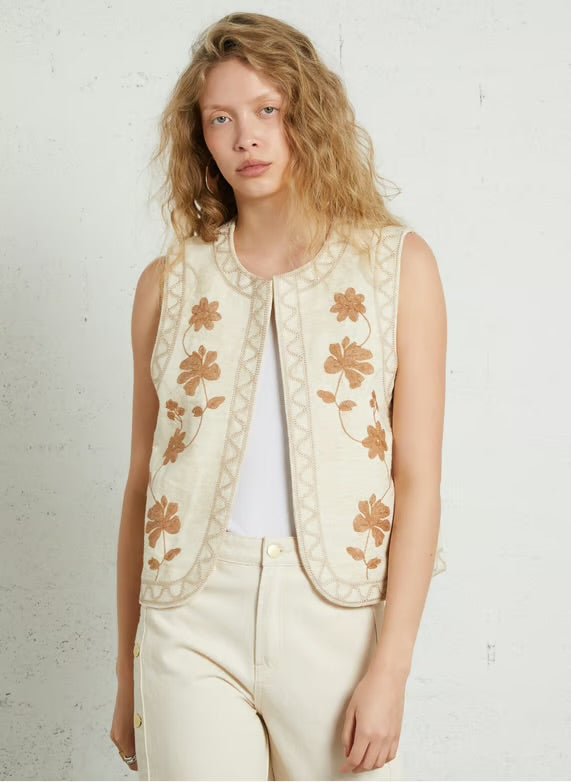Embroidered Flower Vest