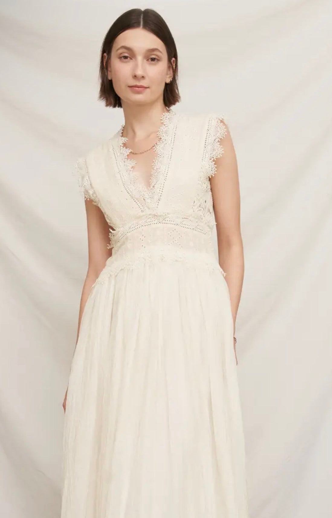 Lace Trimmed Midi Dress