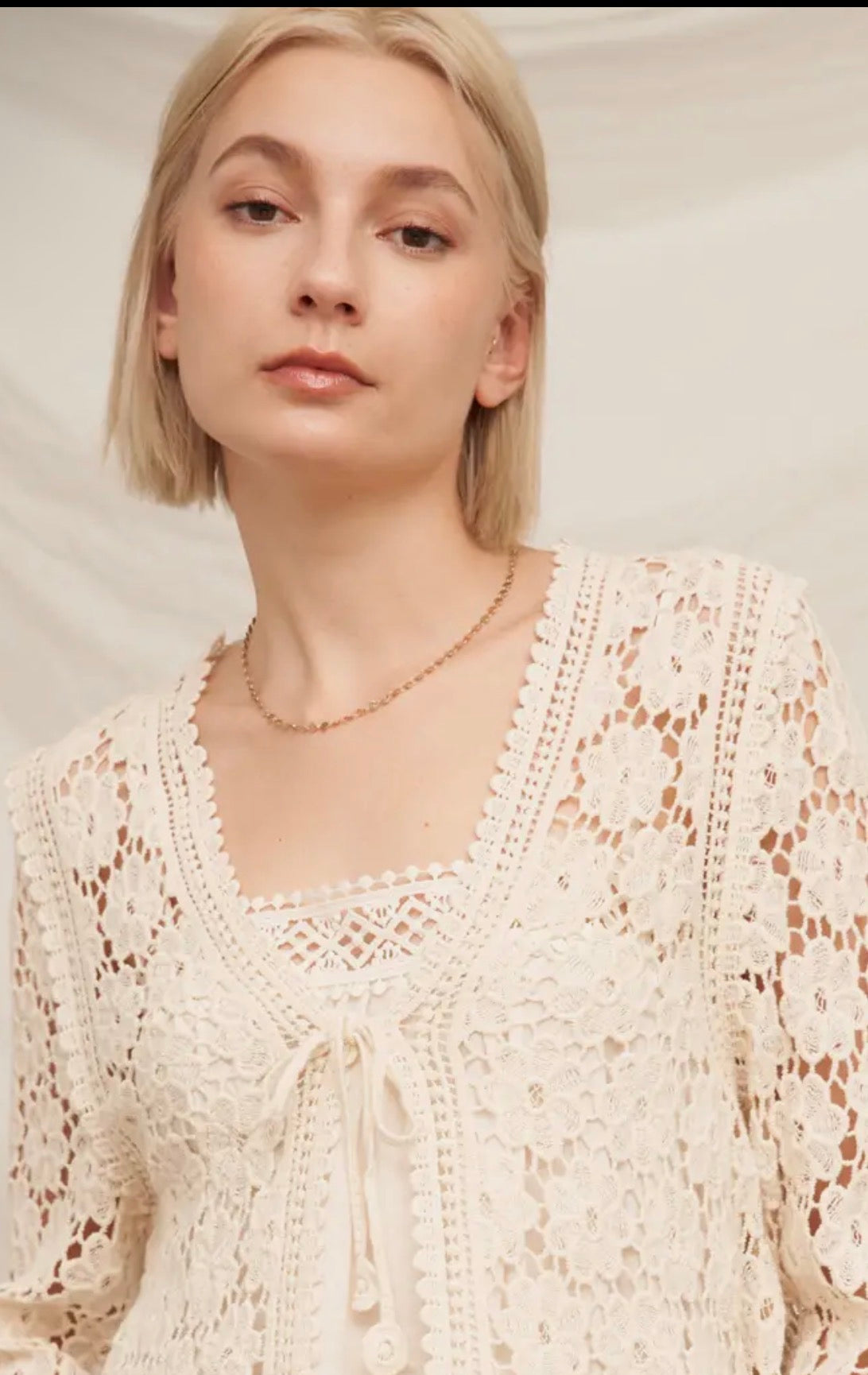 Floral Crochet Tie Front