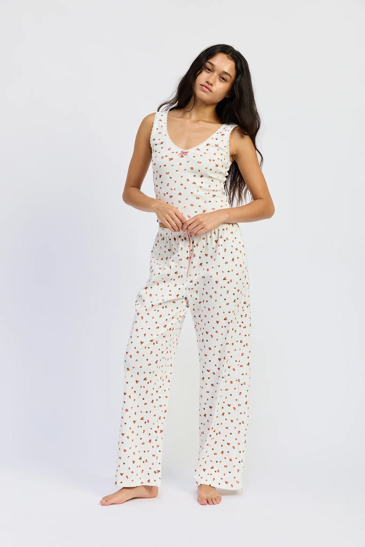 Sleeveless Strawberry Print Tank Top